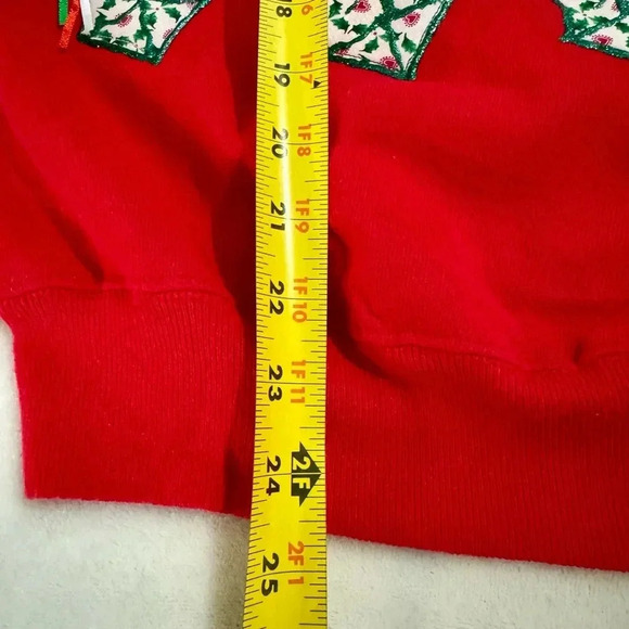 Vintage Hanes Ugly Christmas Sweatshirt Tacky Kitsch Granny Homemade Lace Bells - Picture 2 of 11